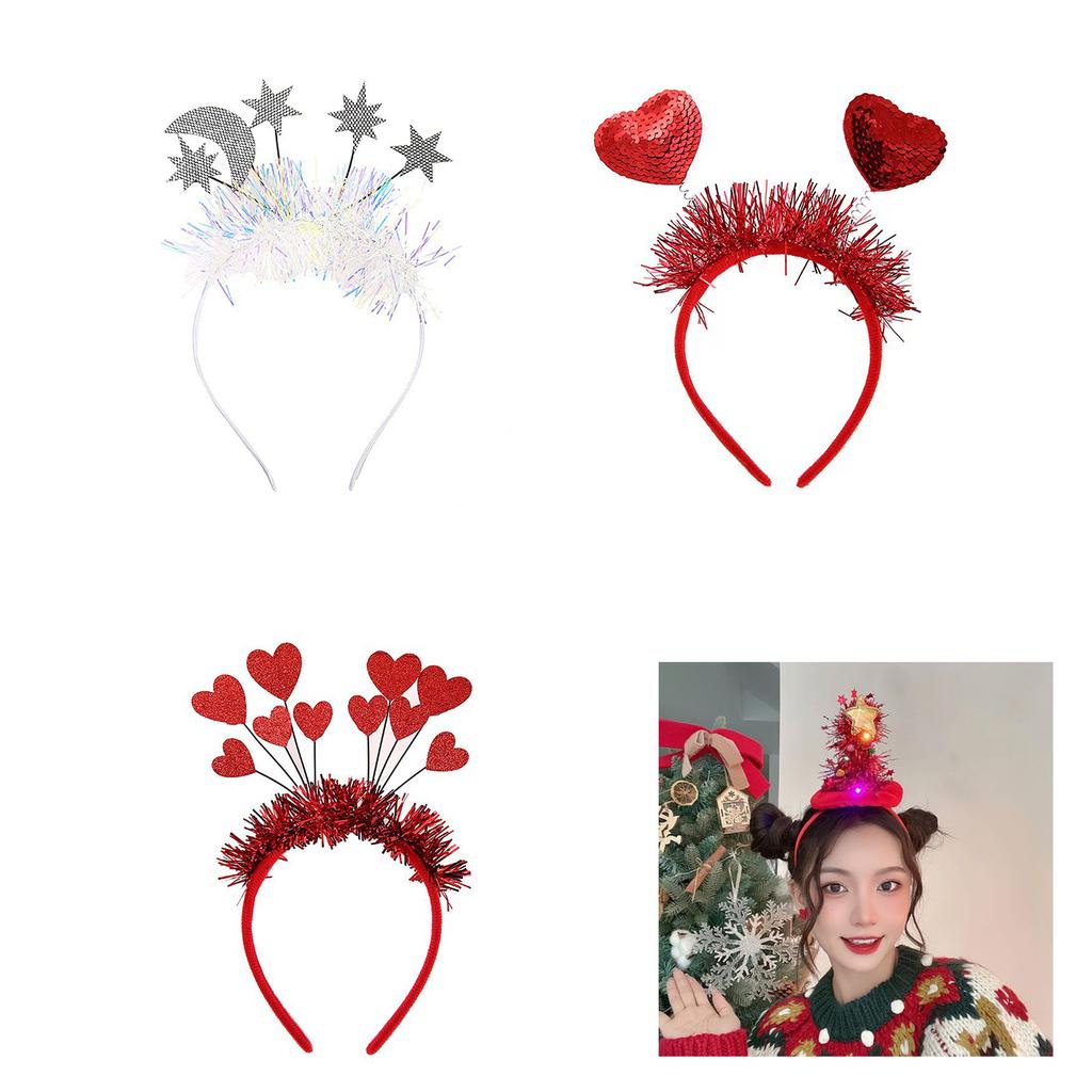 День святого Валентина Милая повязка на голову в виде сердечка любви с пайетками Любовный ободок для волос для реквизита для вечеринок Праздничный аксессуар для костюма