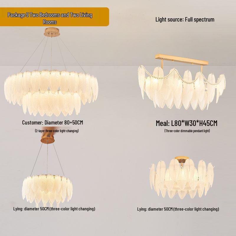 Modern French Cream Feather Pearl Chandelier - Stylish Post-Modern Living Room and Bedroom Lighting