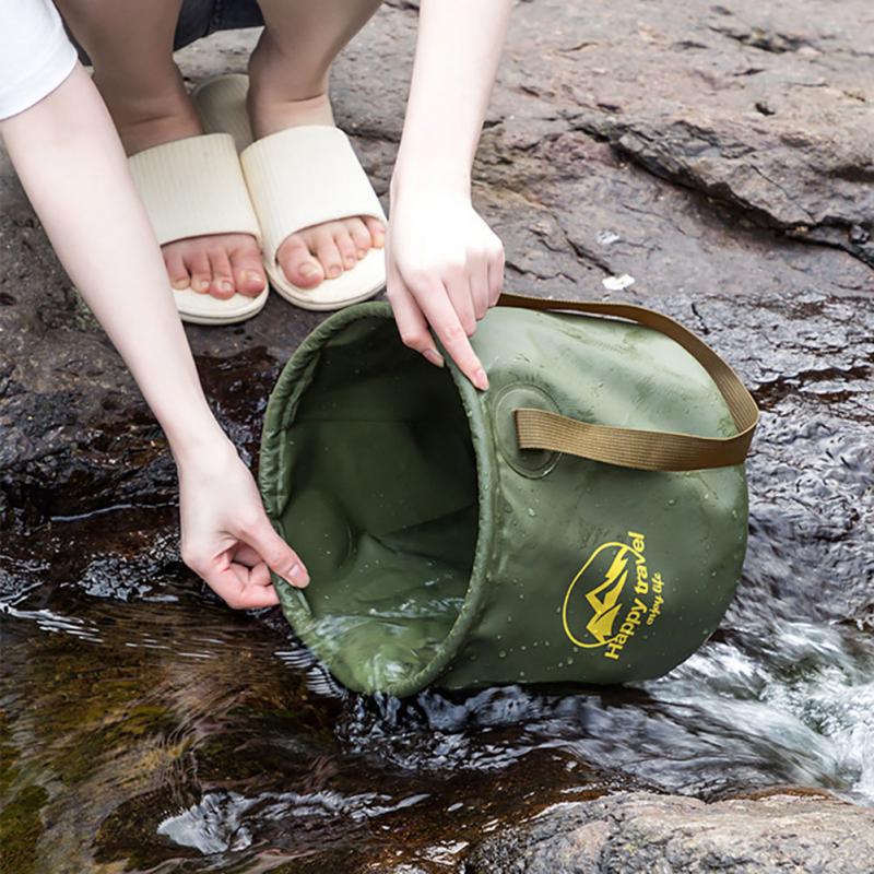 Portable Fishing Bucket Multipurpose Water Storage Bag Travel Camping Folding Bucket Multi-functional Folding