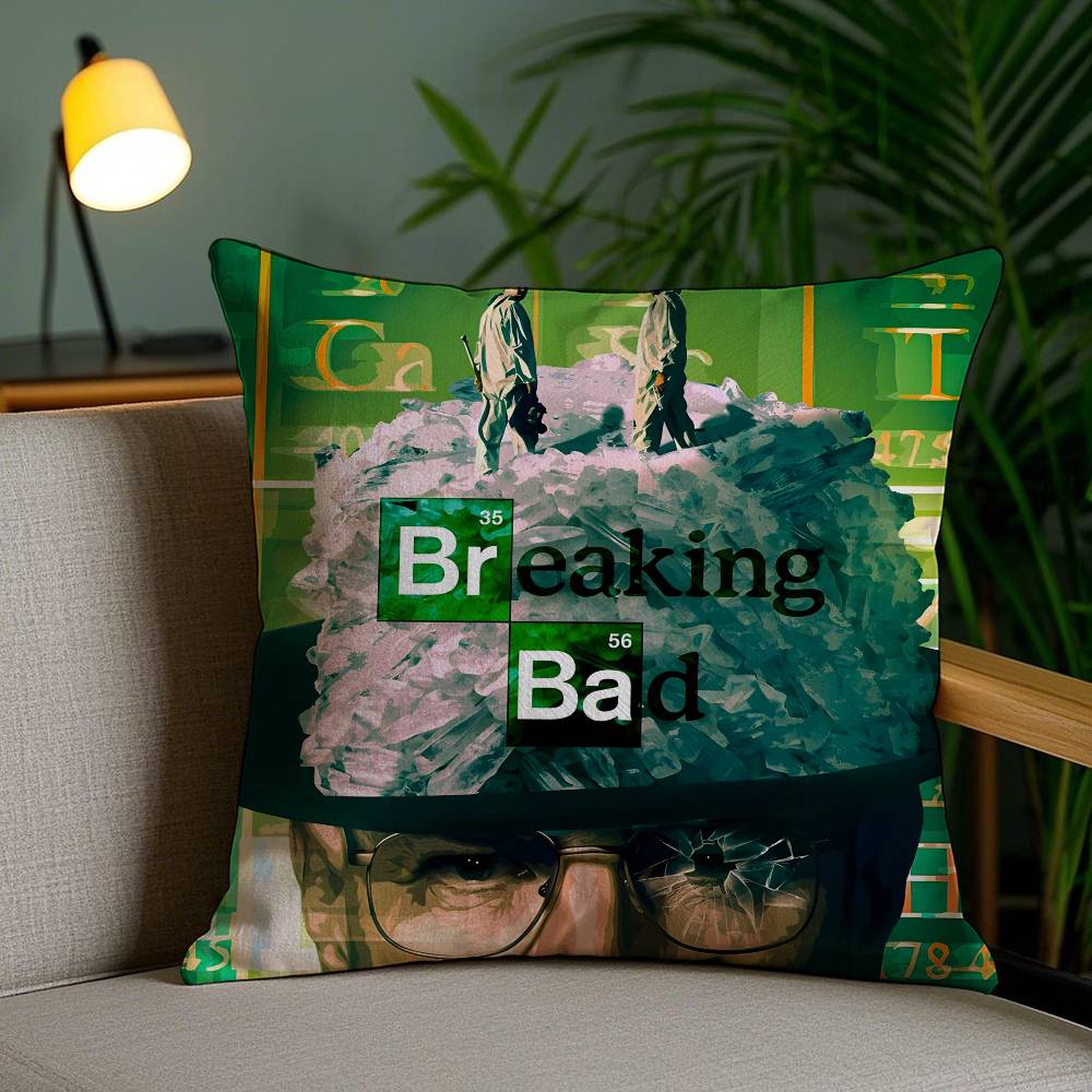 Popular TV Shows Breaking Bad-B Pillow Case Anti-dustmite Pillowcase Invisible Zipper Silky Short Plush Sofa Cushion Cover