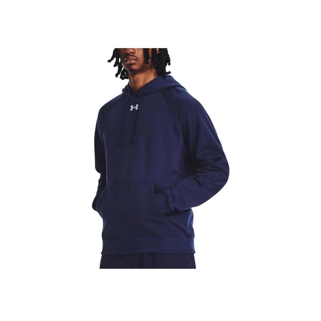 Under Armour Rival Fleece Hoodie With Brand Logo Print Men Hoodies Navy-Blue 1379757-410