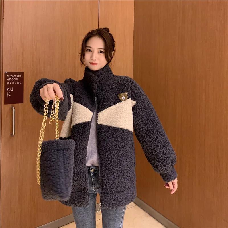 Осенне-зимнее новое большое свободное плюшевое пальто-куртка