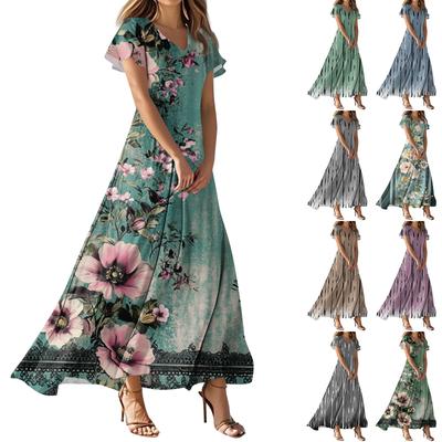 Женские летние повседневные модные однотонные платья с V-образным вырезом и коротким рукавом