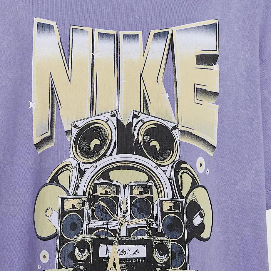 Nike Мягкая Удобная Модная Универсальная Дышащая Футболка с Коротким Рукавом и Круглым Вырезом Свободного Кроя Женские Топы Фиолетовый HF9692-527