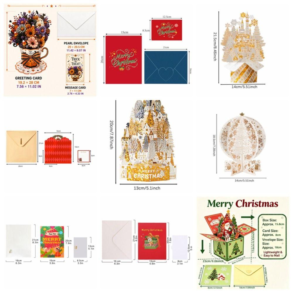 Hot Stamping 3D Pop Up Card Laser Cut Popup Card Exquisite Blessing Card Christmas Gift
