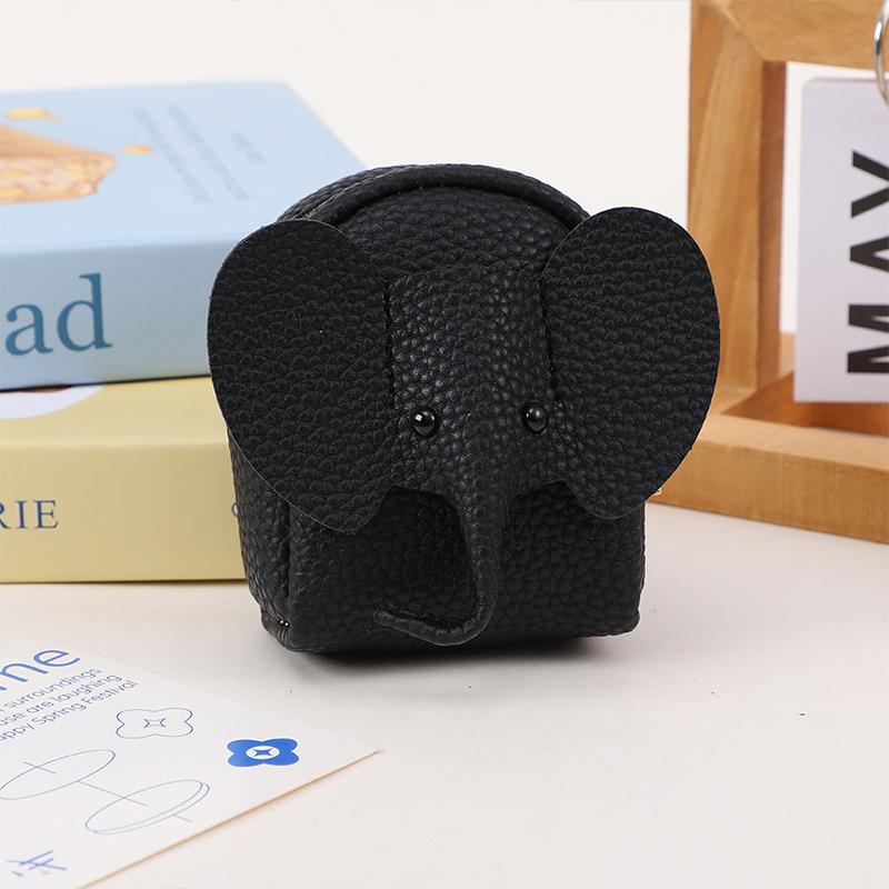 Кожа PU Мини-кошелек для монет в виде слоненка Женская сумка Подвеска Креативный держатель для карт Хранение Помады Конверт Застежка-молния Мешок для денег