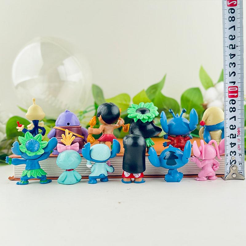 Набор фигурок Lilo 12 Стич Фигурки Действия ПВХ Коллекционные Игрушки Лило Ангел Джамба Декор для Стола Топперы для Торта Подарок для Детей Аниме Фигурки