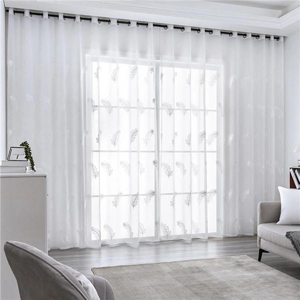 Современные короткие прозрачные шторы с вышивкой листьев для гостиной, спальни, детские оконные тюлевые шторы, жалюзи, вуаль, шторы