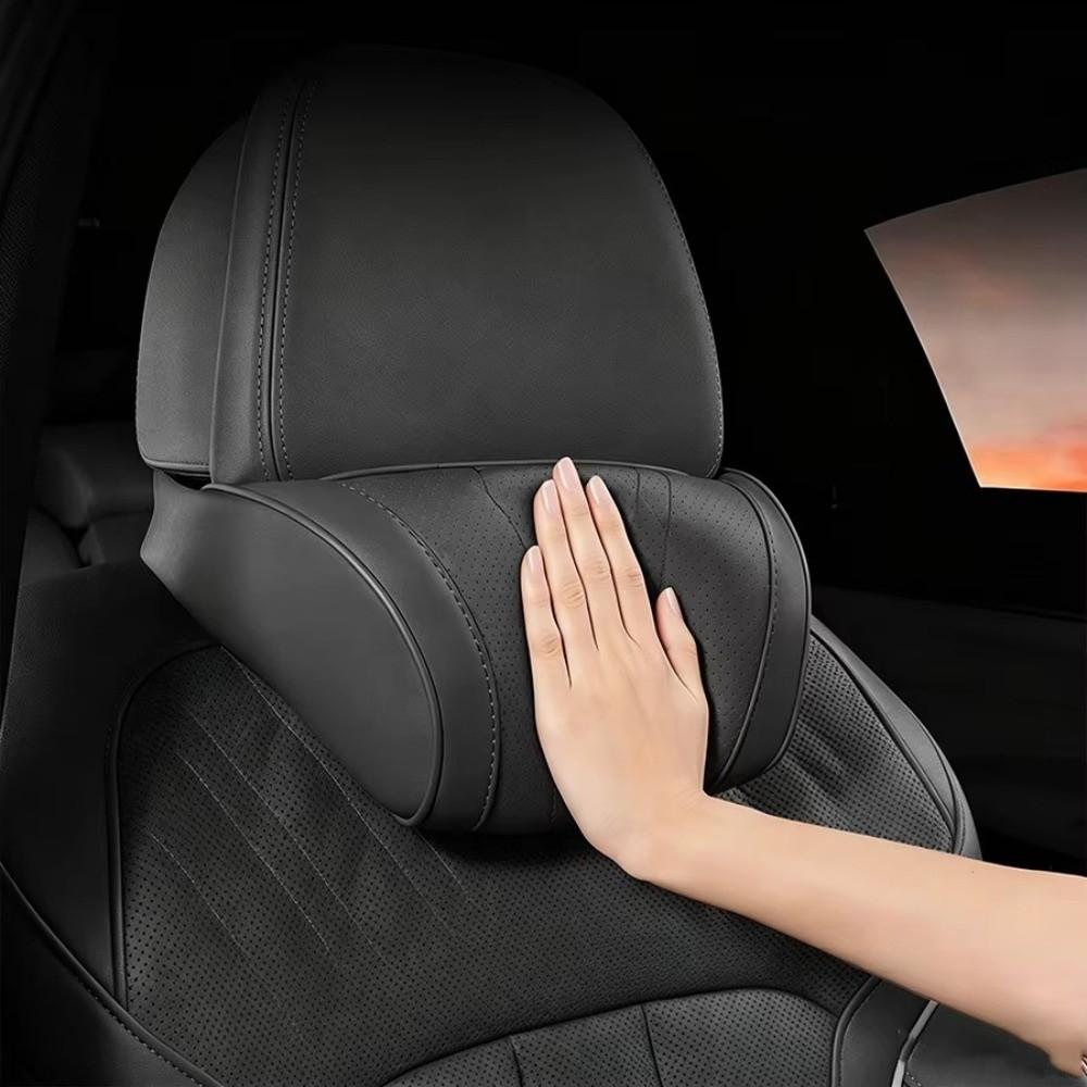 Memory Foam Car Headrest Cushion Leather Cover Car Interior Accessories New Auto Cervical Cushion