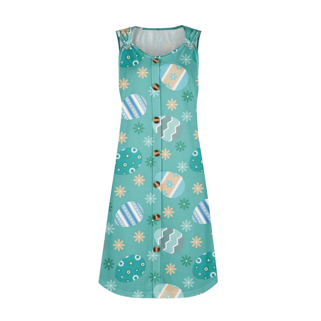 Летние платья для женщин Пляжные бохо без рукавов с принтом Футболки-майки Сарафаны