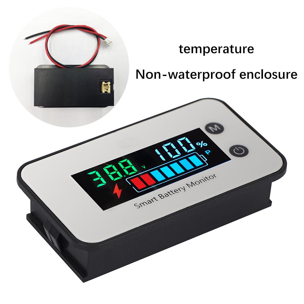 Color IPX7 Waterproof Lithium Lead-acid LiFePO4 Battery Capacity Voltage Temperature Meter Tester Indicator 7-100V Voltmeter
