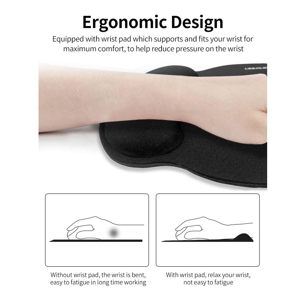 Anti-slip Office Gaming Mouse Pad with Memory Foam Wrist Pad Smooth Movement Accurate Positioning