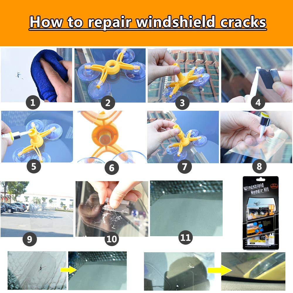Gliston Windshield Crack Repair Repair Kit Set for Fixing Stepping Stone Scratches Hole Filling Repair Repair