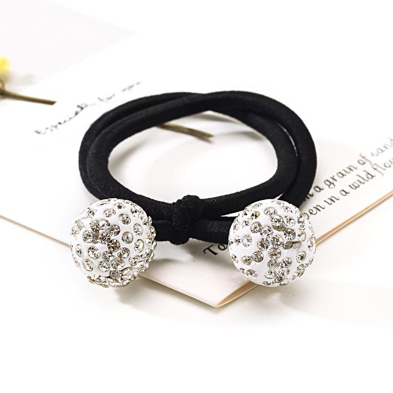 Многоцветные резинки для волос с шариками из страз, корейские резинки два-в-одном, эластичные, держатели для хвостика, резинки для волос, женские, детские аксессуары для волос