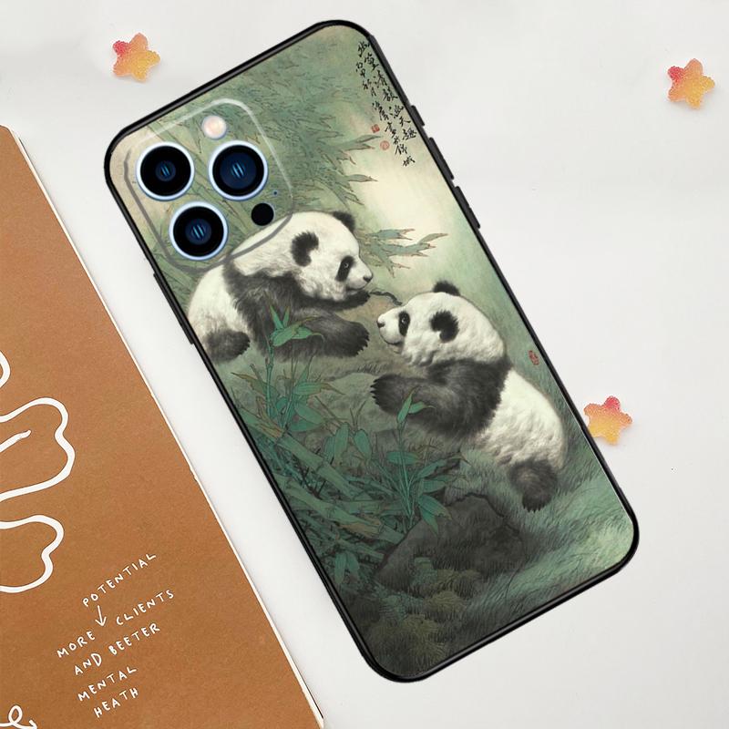 Чехол для телефона с изображением панды, милого медведя, для iPhone 17 Pro Max 11 14 15 16 Pro Max 12 13 mini 16 Plus 16e 17 Air Funda