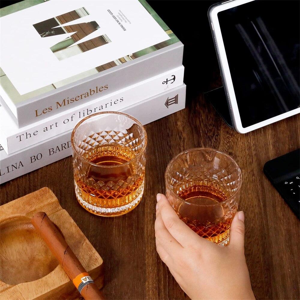 4 Styles 4pcs Clear Crystal Whisky Glasses Set Rocks Wine Glasses Glassware for Cocktail Scotch Bourbon Gin Brandy Rum Drinks