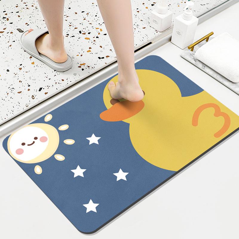 Diatom Mud Mat Toilet Cartoon Top Restroom Mat Non-slip Moisture-wicking Quick Drying Home Toilet Door Bathroom Pad