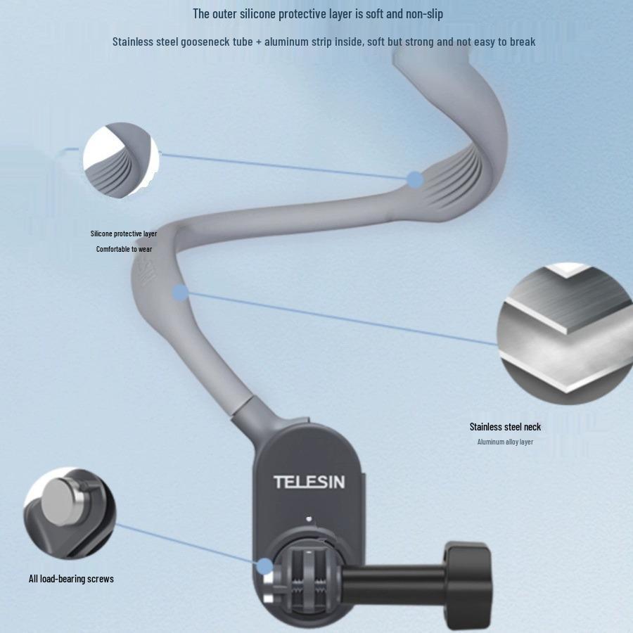Магнитный держатель на шею Taixun для Insta360 X2/X3, GoPro 11 и смартфонов - Идеально подходит для велоспорта и экшн-камер.
