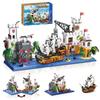 Hallisun Block Set Building Assembling Ship Pirate Ship Fortress Model Expandable Pirate Ship Toy Miniature Mini Size Brick Brick Adults Children Boys