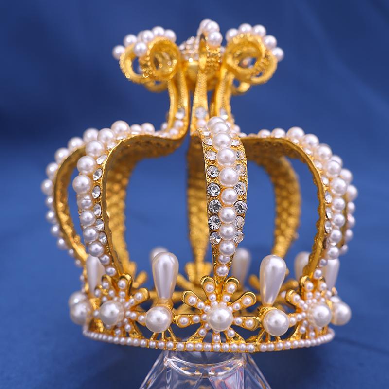 Жемчужное стекло, горный хрусталь, садовая корона, европейская тиара принцессы, круглая корона в стиле барокко, хрустальная полная корона, королевская тиара