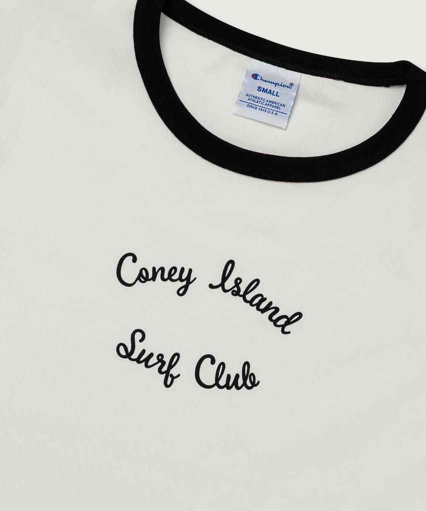 CHAMPION Women'S Coney Island Crop Ringer T-Shirt White