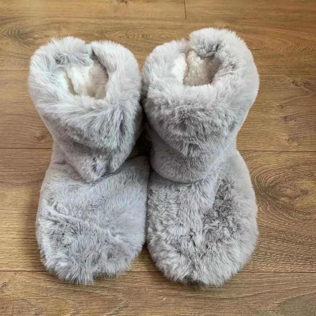 Indoor Women's Slipper Boots Winter Fur Contton Warm Plush Indoor Flat Fuzzy Fluffy Female Room House Shoes Flip Flop Ladies Slide