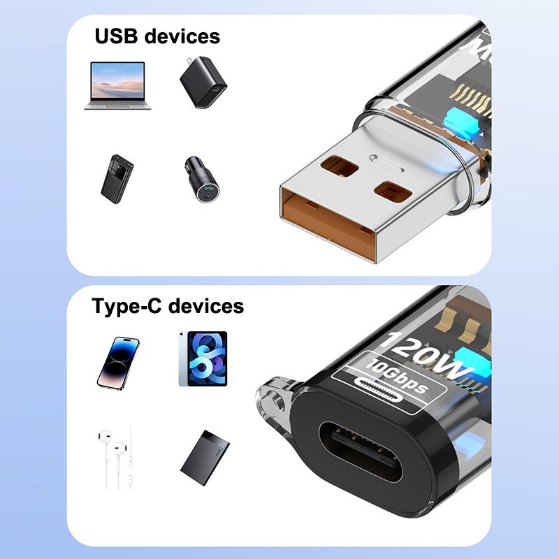 120 Вт USB на Type-C OTG Адаптер USB A Папа на Type-C Мама Кабель-Конвертер для Macbook iPhone iPad Huawei Matepad Xiaomi Ноутбуков