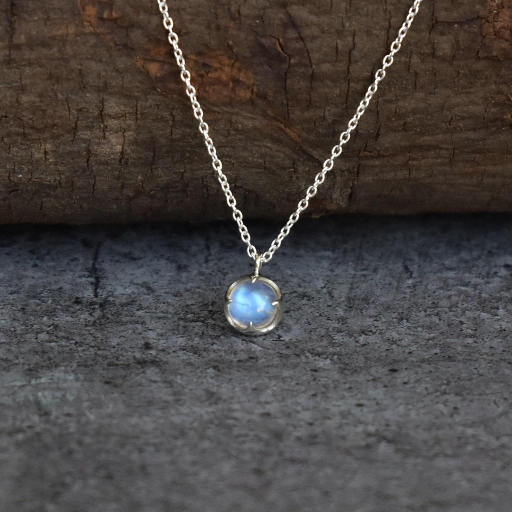 Natural Moonstone necklace, Dainty moonstone handmade jewelry , June Birthstone celestial necklace for women, Bridesmaid necklace,