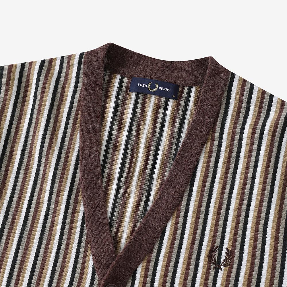 Fred Perry [Острый] Кардиган в тонкую полоску с отделкой из альпаки - Carrington Roadbrick Afpm2417602-U53