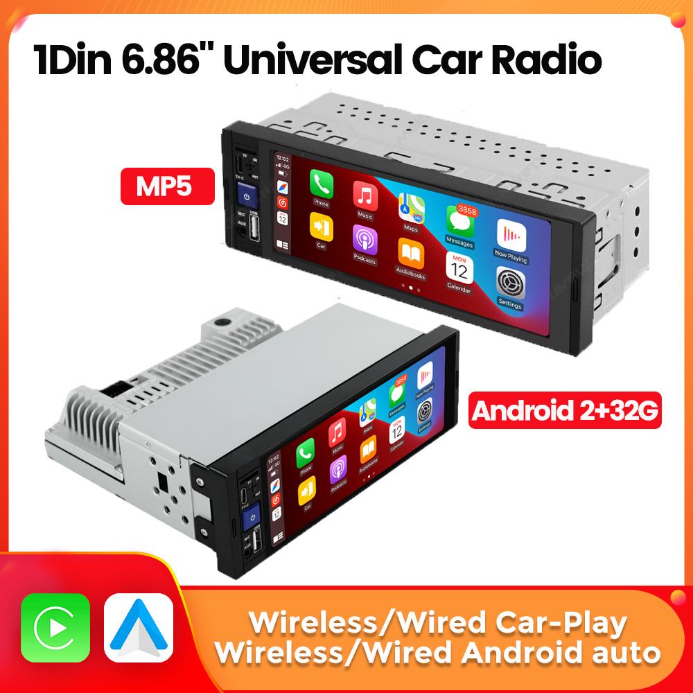 6.86'' 1Din Wired Wireless Carplay Android Auto MP5 Car Radio Multimedia Player BT FM Mirror Link Car Audio Stereo