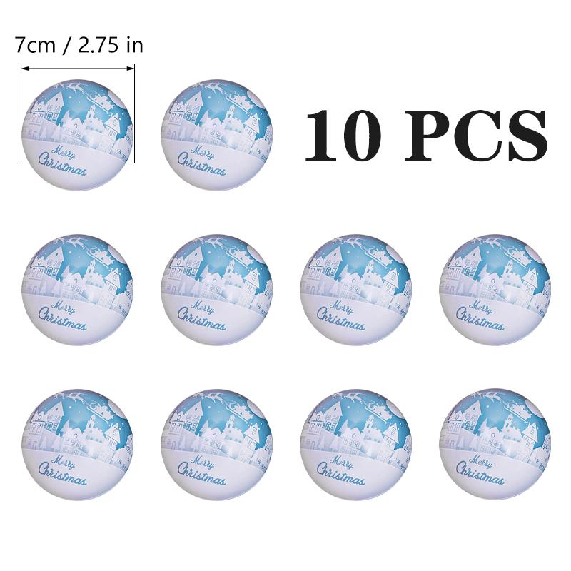 10pcs 7cm Christmas Ball Candy Box Christmas Tree Pendant Tinplate Children Spherical Gift Iron Box New Year Decoration Xmas Eve