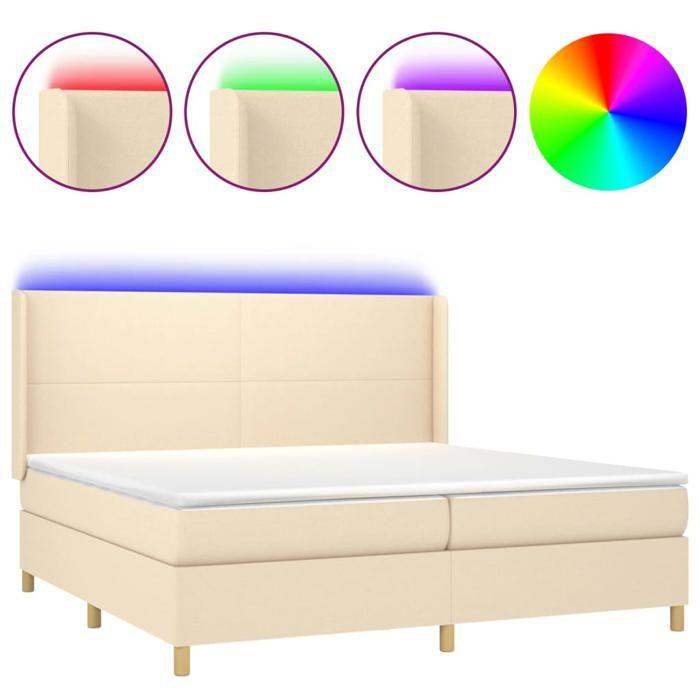 VidaXL Slat Bed Base with Mattress and LED, Upholstered Bed with Headboard, Double Bed, Adult Bedroom Bed, 3138746