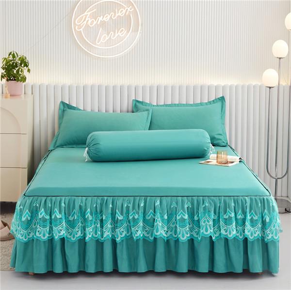 2024 New Luxury Lace Bed Skirt Mattress Cover 3PCS Bed Sheet With 2 Pillowcases Bedspread Fitted Sheet Bedding Set