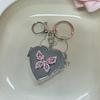 Милая бабочка в форме сердца складное зеркало брелок Y2K модный металлический брелок автомобильный держатель для ключей сумка подвеска украшение для девушки подарок