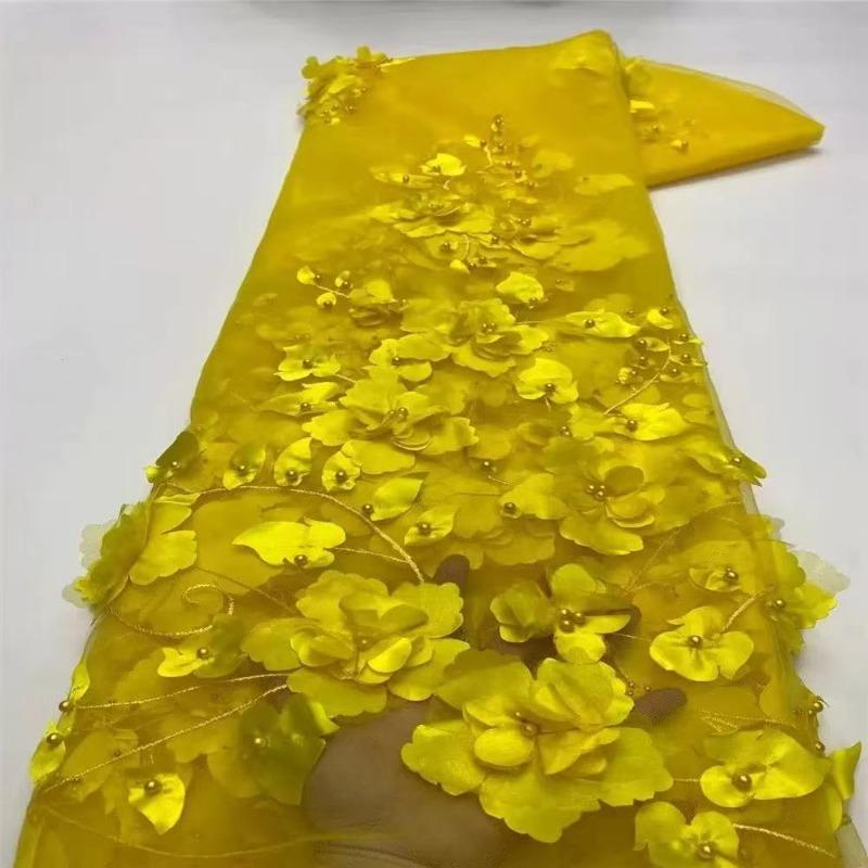 3D Вышитая Цветочная Сетчатая Ткань для DIY Шитья Вышитая Кружевная Одежда Свадебное Платье Вышивка Ткань для Одежды 5 ярдов