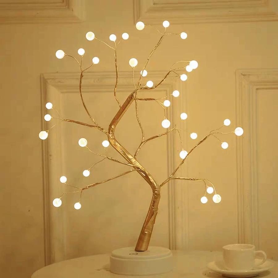 LED Pearl Tree Light Sleeping Creative Nightlight Bedroom Ins Girl Heart Bedhead Desk Lamp