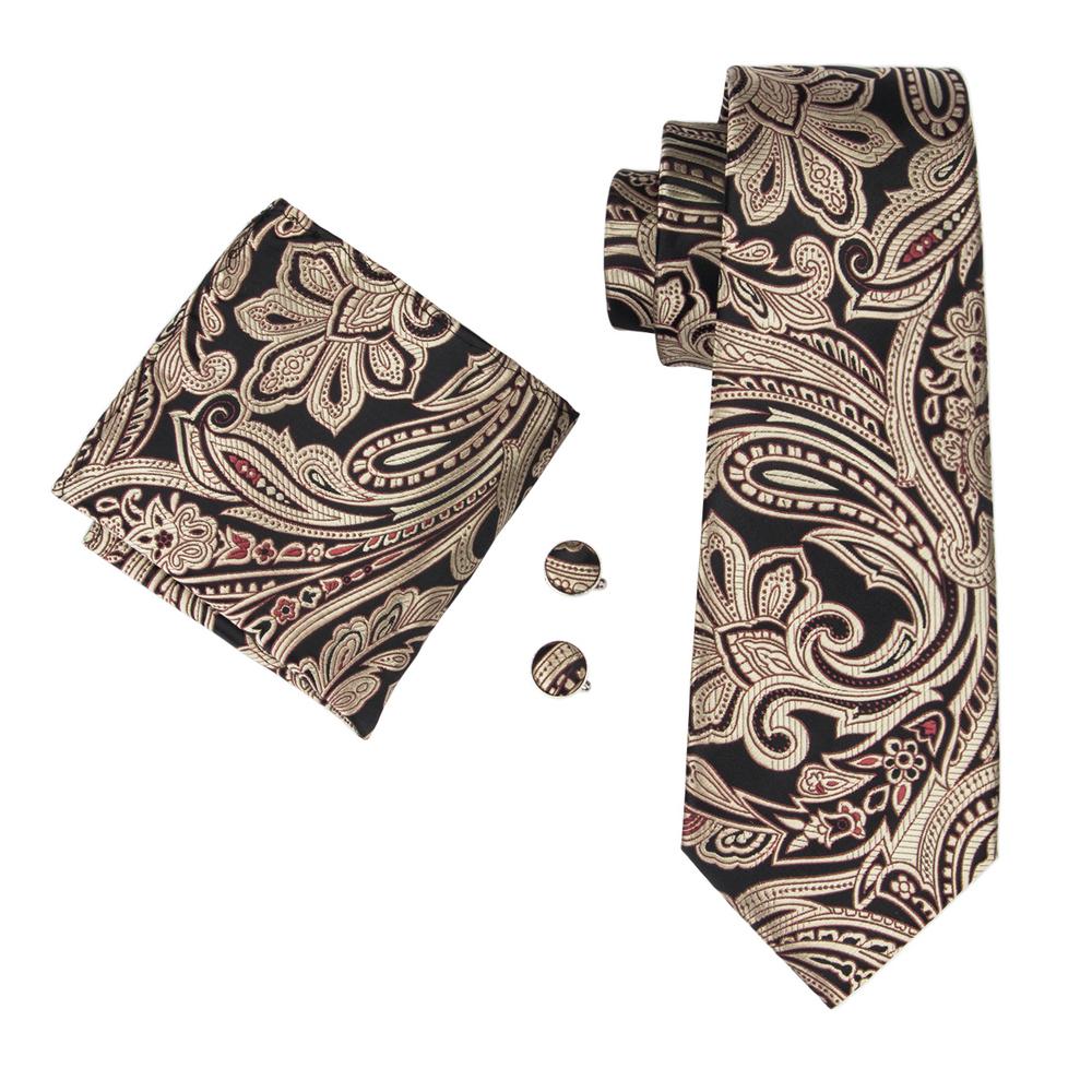 Hi-Tie Мужской галстук с узором пейсли, жаккардовый тканый шелковый галстук, носовой платок, запонки, набор для свадьбы, деловой вечеринки