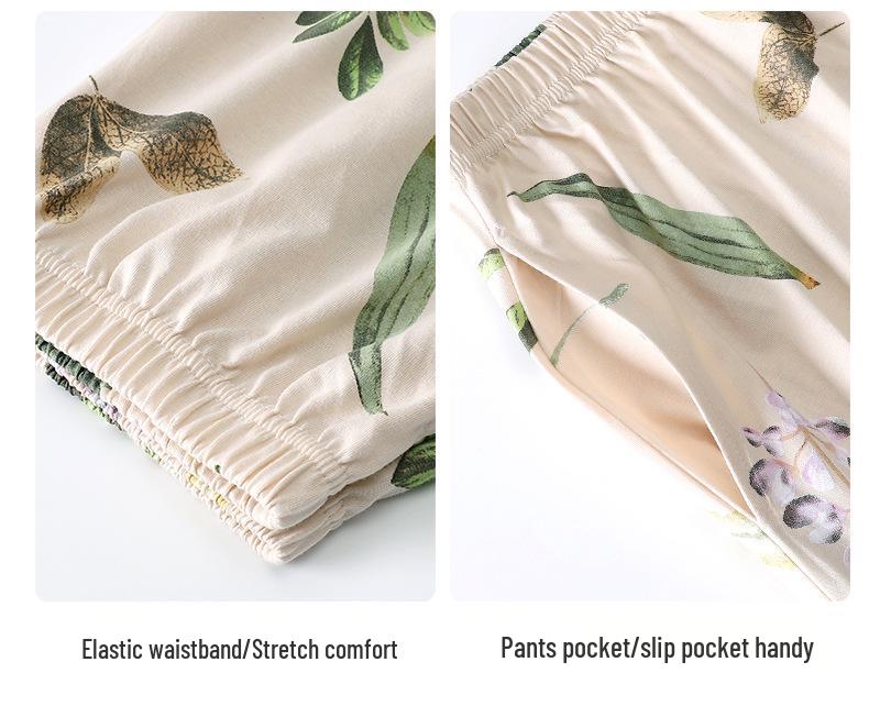 Женский хлопковый пижамный комплект - С длинным рукавом, Длинные брюки, Повседневный тонкий кардиган, Весенне-осенняя одежда