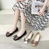 Square Head Single Shoes Women's One-pedal Shallow Mouth Women's Shoes Autumn New Bow Women's Doudou Shoes