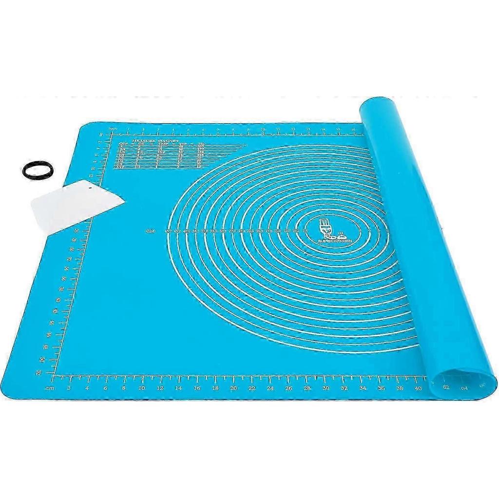 Extra Large and Thick Non-Stick Silicone Baking Pastry Mat with Dough Scraper, Non-Slip Fondant Rolling Mat(71x51cm, Blue)