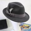 Men Fedora Hat Feather And Bow Decor Vintage Short Brim Felt Hat Solid Color Women Panama Hat 1920s Floppy Hat for All-Day Wear