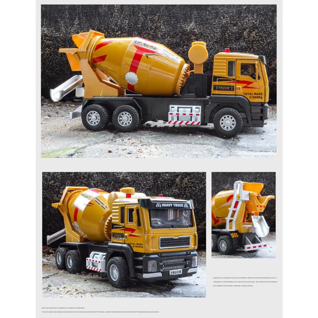 1/40 Scale Diecast Alloy Electric Mixer Car Model Metal Heavy Cement Mixe Truck Vehicles Car Model Sound and Light Childrens Toys Gift