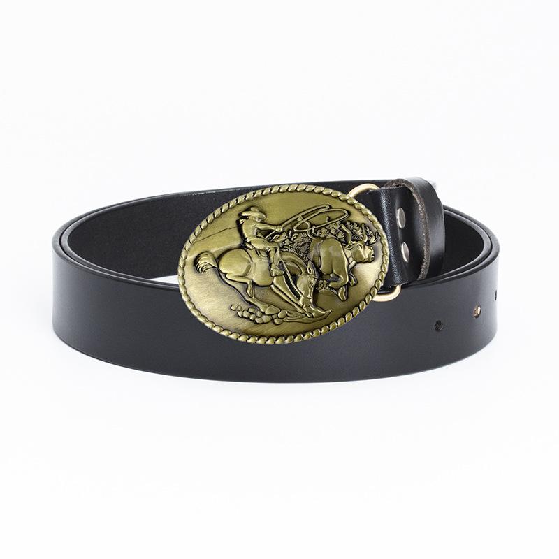 Ремень Western Denim Fashion Casual для мужчин, цельный двухслойный ремень из коровьей кожи, популярный ремень