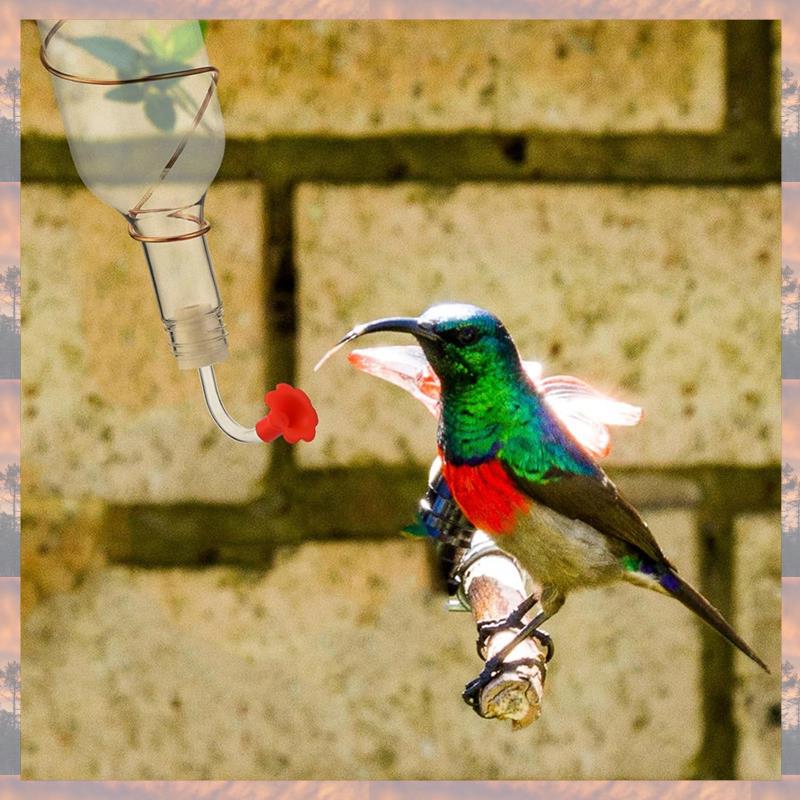 2025 Trend 6Pcs Hummingbird Feeder Tubes And Stoppers With Red Floral Tip For Outdoor Making Your Own Bird Feeders