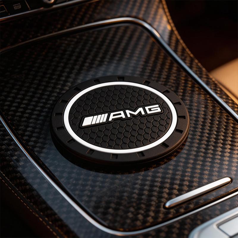 For Benz S-W222Pcs Premium Silicone AMG Car Water Cup Holder Coaster Anti-Slip Mats For Mercedes Benz W213 W204 W205 W177 GLC Auto Accessories