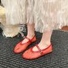 Fashion Round Toe One Buckle Strap Ballet Shoes Women's Summer New Flat Shoes Cutout Mary Jane Single Fishnet Shoes