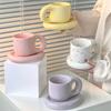 Chubby Milk Mug & Saucer Set for Office and Home High Appearance Niche Fat Coffee Cup 9 Oz Coffee Cup for Latte Tea Milk Gifts
