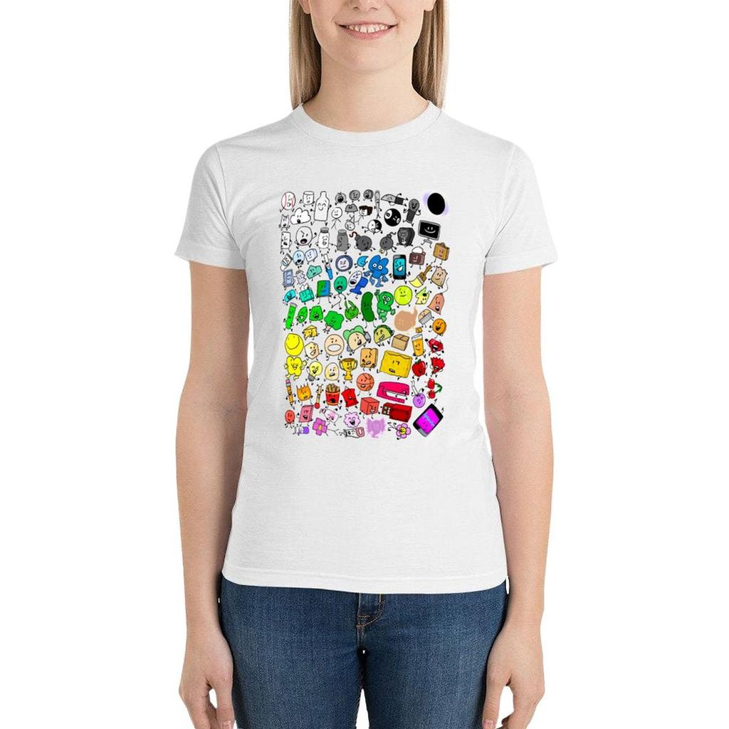 Классический Bfdi Неодушевленное Безумие Все Персонажи (прозрачный) Футболка корейская мода женские топы летняя одежда одежда для женщин