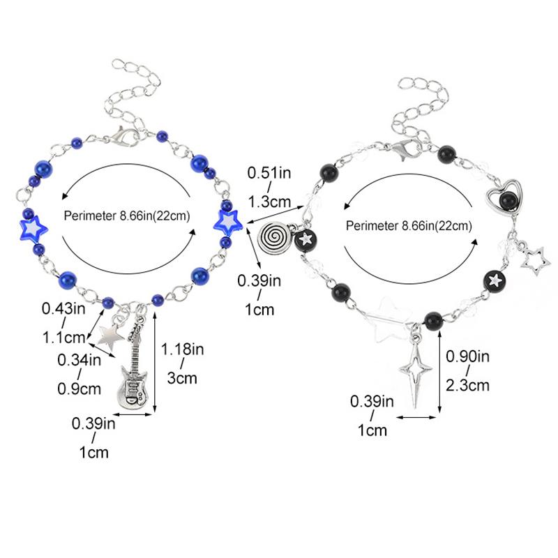 Новые модные браслеты для пар Y2K для женщин и девочек, полая пентаграмма, кулон в виде гитары, браслет из бисера, ювелирные изделия для друзей, подарок