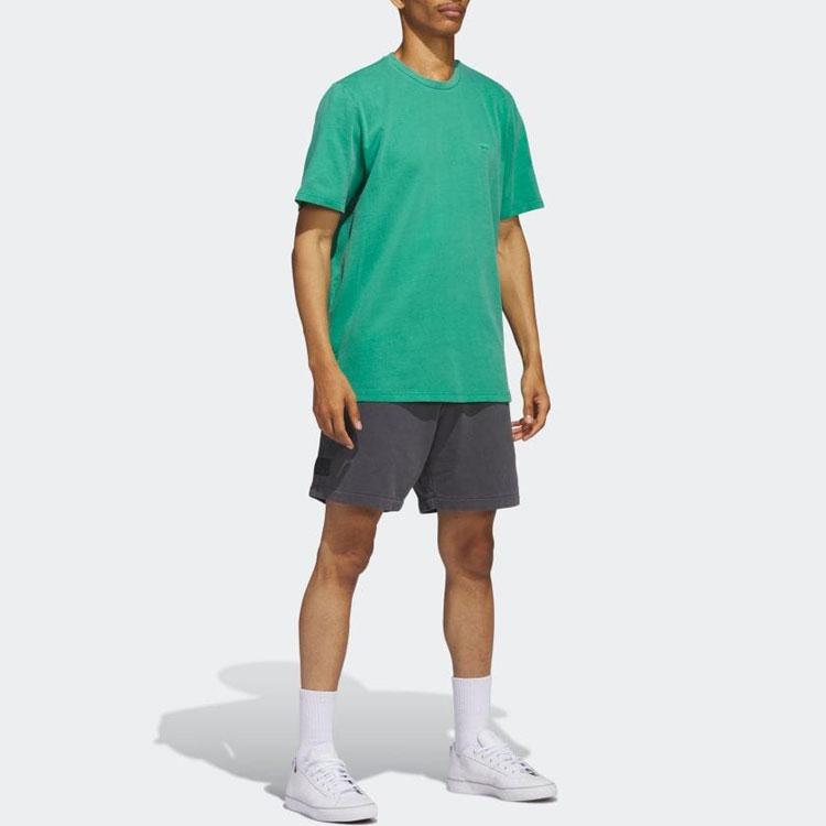 adidas Оригинальная футболка с короткими рукавами и вышитым логотипом трилистника, мужские топы, зеленые HS3027